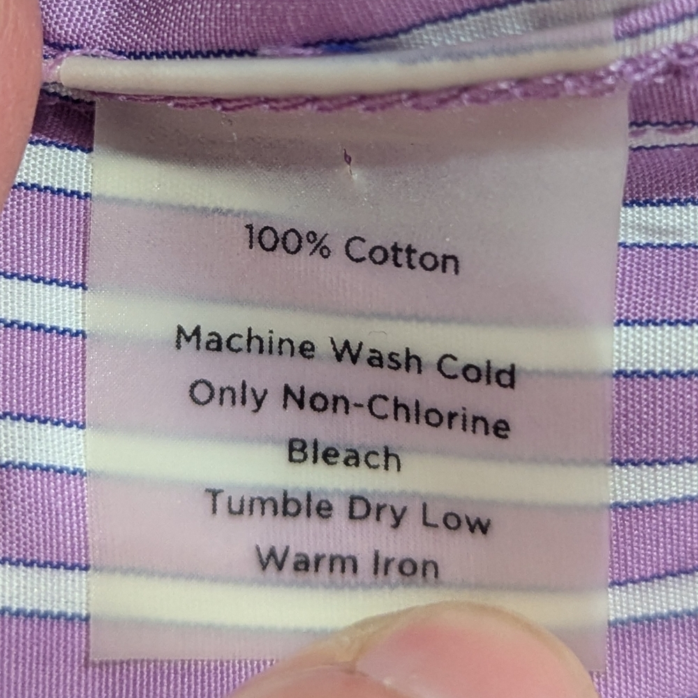 Talbots Haberdashery Petite Purple White Stripe LS Cotton Fitted Shirt Size 22W - Picture 10 of 11